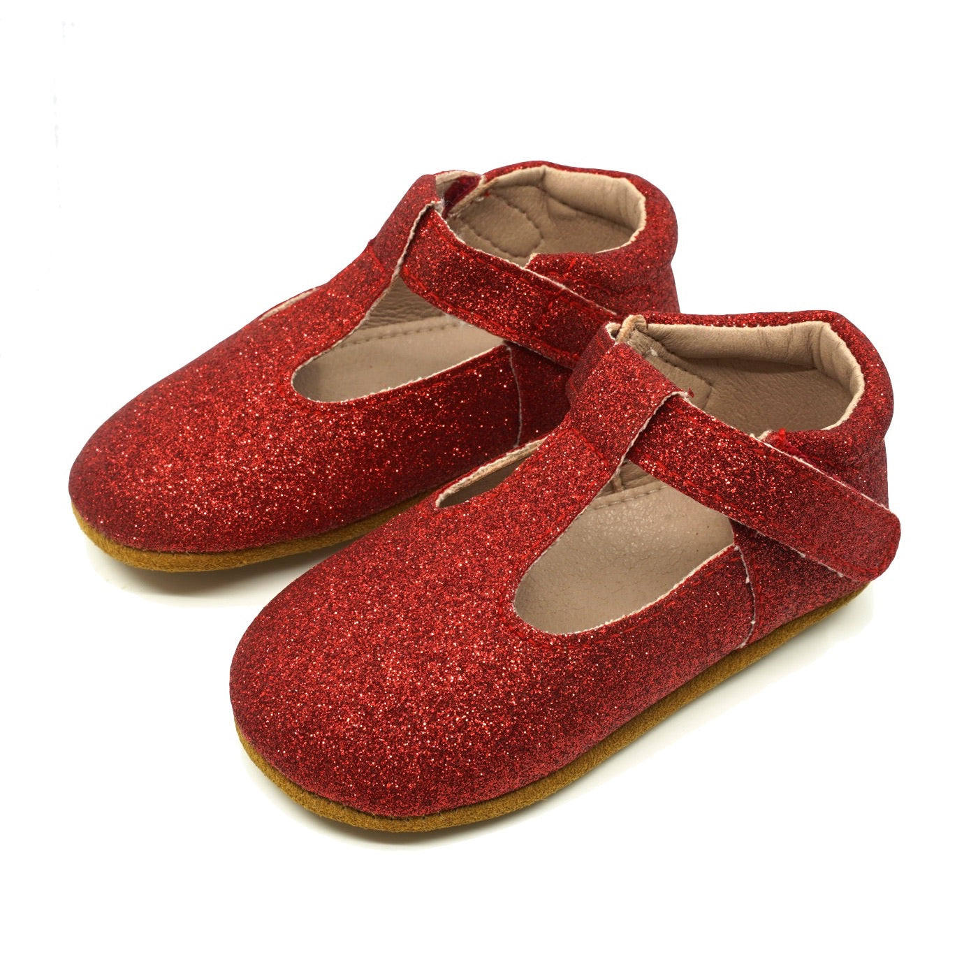 Clare T Strap Shoe Red Glitter Atti and Anna